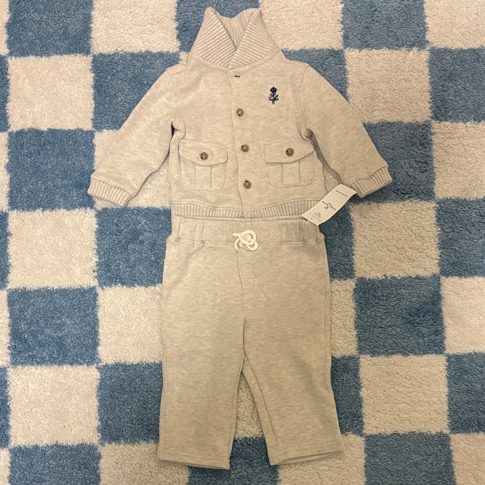 Ralph Lauren Light Gray Kids Jogger Set